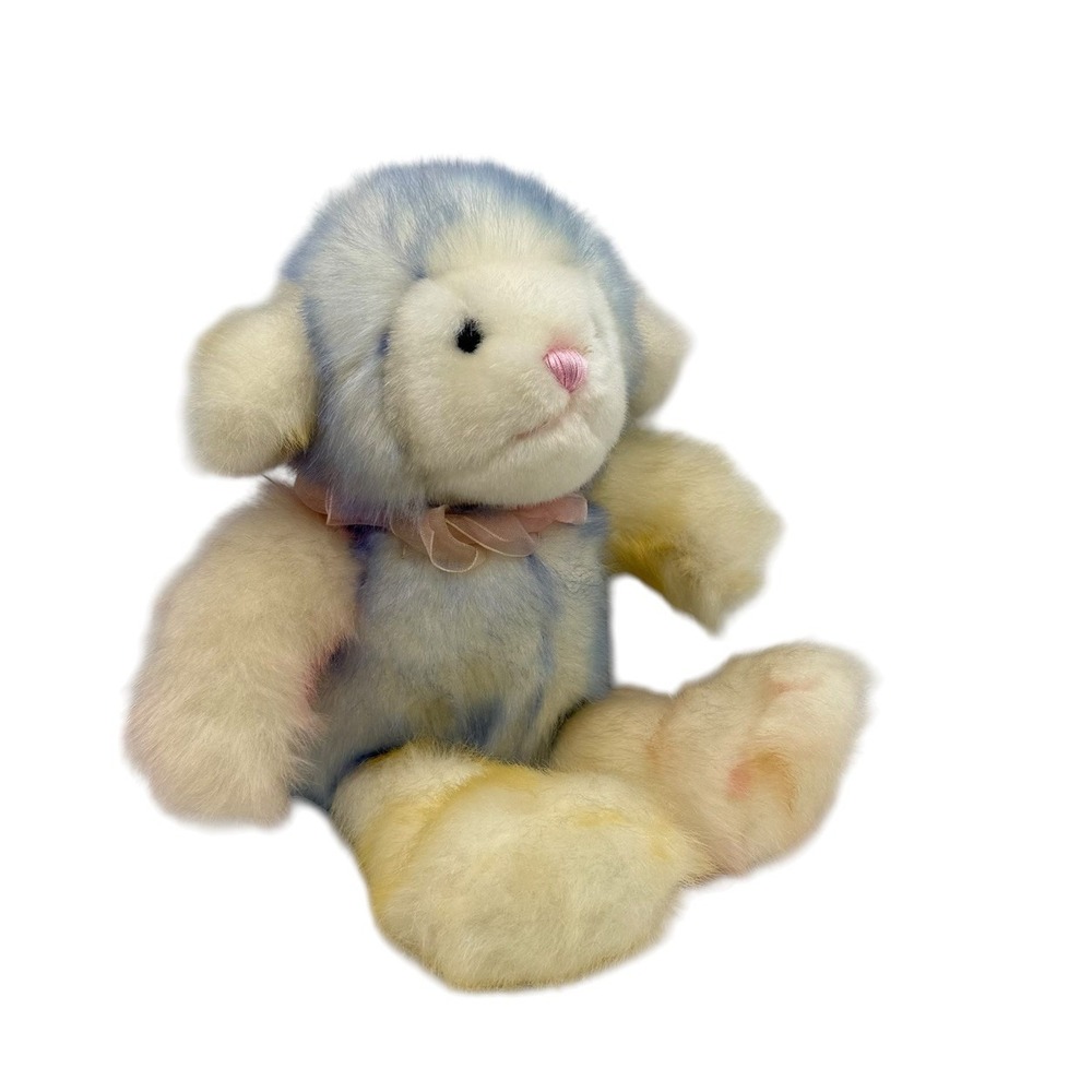 Dan Dee Collectors Choice Multicolored Pastel Lamb Purple Pink Yellow Bow EUC